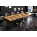 riess-ambiente Esstisch MONTREAL 180-280cm natur / grau · bis 12 Personen (Einzelartikel, 1-St), Plankeneiche Holz-Design · ausziehbar · Schwarzstahl · Industrial braun