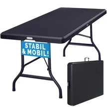 CASARIA Campingtisch 180x75cm Klappbar Schwarz