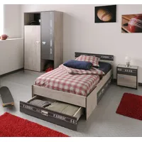 Parisot Kinder- und Jugendzimmer 3-tlg "Fabric 2" Esche-grau