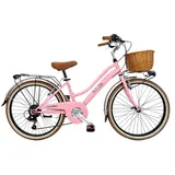 Dolce Vita by Canellini JUNIOR Fahrrad Citybike Madchen mit Korb - Rosa 24" - Rosa