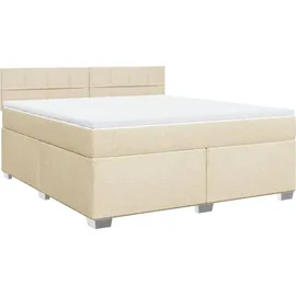vidaXL Boxspringbett mit Matratze Creme 180x200 cm Stoff - Creme