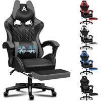 Luxuskollektion Bequemer Gaming-Bürostuhl Leder Grau