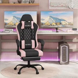 Woltu Gaming Stuhl mit Massagefunktion, Taschenfederkissen, ergonomisch, Netzstoff : Schwarz+Rosa Farbe: Schwarz+Rosa - Schwarz/Rosa