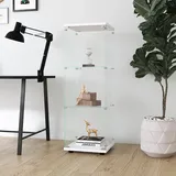 DULRLLY Glasvitrine Stehend für Sammlung, Vitrine in Weiß mit Schloss, Modern Sammlervitrine mit 3 Verstellbaren Glasregal & 1 TüR für Wohnzimmer Schlafzimmer Büro, 124x40x35cm