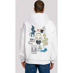 Kapuzenpullover F4NT4STIC "Phantastische Tierwesen 2 Chibi Grindelwald", Herren, Gr. XXL, weiß, Obermaterial: 100% Baumwolle, casual, oversize, Langarm, Pullover, Print