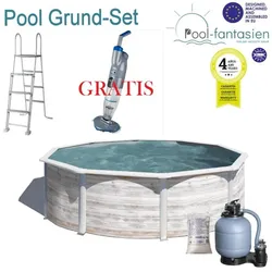 Grönland Gre Stahlwand Rundbecken Set Ø 3,50 m x 1,32 m
