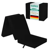 Goliez Klappmatratze 3-teilige Faltmatratze Gästematratze, Schaumstoff Matratze, Klappbar, Faltbare Kamping Bett, Waschbar Bezug (Schwarz, Einzel195x80x10cm)