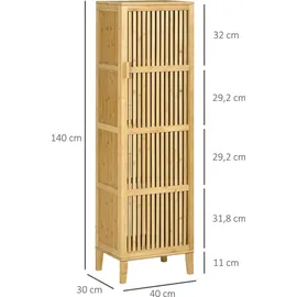 Homcom Bambus Aufbewahrungsschrank 40 x 140 x 30 cm