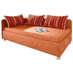 Polsterliege MAINTAL, orange (terrakotta), B:86cm L:206cm, 100% Polyester, Komplettbetten, inkl. Bettkasten, Liege mit Umbau