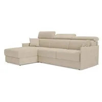 Miryam Ecksofa Mit Matratze Mit Verstellbaren Kopfstützen Aus Weichem, Fleckenabweisendem Stoff T31 252 Cm Links Beige