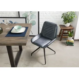 Massivmoebel24 Polsterstuhl Leder blau