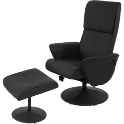 Relaxsessel Stockholm, Fernsehsessel Relaxliege TV-Sessel mit Hocker ~ Kunstleder, schwarz