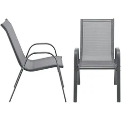 UAC Gartenstühle 2er Set Outdoor-Stuhl Gartenstuhl 90x54x70cm Wetterfest Stapelbar PVC Polyester Hellgrau