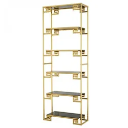 Casa Padrino Luxus Regal Schrank Gold mit Rauchglas - Luxus Qualität
