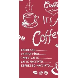 Mank Serviette aus Airlaid, Coffee Time in Bordeaux, 33 x 33 cm, 1/8- Falz, 50 Stück - Kaffee Kakao Tee Getränke