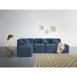 Ecksofa ANDAS "Sundstrup L-Form", blau, B:303cm H:76,5cm T:93cm, 100% Polyester, Sofas, Modulserie, individuelle Zusammenstellung