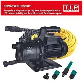 T.I.P. Gartenpumpe mit Bewässerungsset 3.200 l/h, 42 m Förderhöhe, inkl. 20 m Schlauch, Saugschlauch, GPS 3200 Plus, 30172