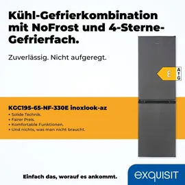 Exquisit KGC195-65-NF-330E Kühl-Gefrierkombination (193 l, 1575 mm hoch, Inoxlook-az)