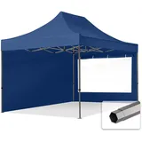 TOOLPORT Faltpavillon Pavillon 3x4,5m - mit 2 Seitenteilen (Panoramafenster) Premium Dach Partyzelt blau