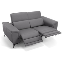 Sofanella 2-Sitzer Leder Amaro, Relaxsofa, Designsofa, Designer Couch, Italienisches Sofa, 2er Sofa grau