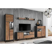 komodee Orvieto Wohnwand 350 cm Eiche/Antrazit Holzwerkstoff