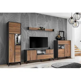 komodee Orvieto Wohnwand 350 cm Eiche/Antrazit Holzwerkstoff