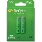 GP Batteries ReCyko Mignon AA NiMH 2100mAh, 2er-Pack (120210AAHCE-C2)