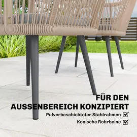 Outsunny Gartenstuhl 2er Set Gartenstuhl 54 x 65 x 80 cm grau/silber wetterfest mit Armlehne