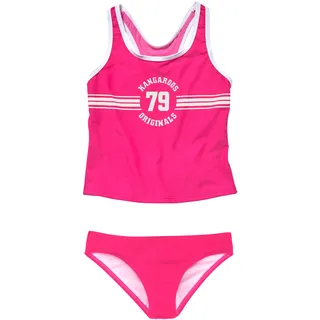 KangaROOS Tankini "Sporty" Gr. 134/140, N-Gr, pink, Kinder, Polyamid, unifarben, kontrastfarbene Details, Bikini-Sets, mit sportlichem Frontdruck