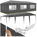 Tectake Pavillon Miramas 9 x 3 m inkl. 8 Seitenteile Grau