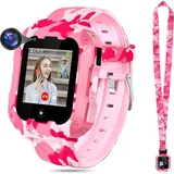 (Rosa) T28 Smartwatch für Kinder, 4G-sichere Smartwatch, GPS-Tracker, SOS-Anruf, Kamera-WLAN für Kinder, Studenten im Alter von 4 bis 12 Jahren, ... - Rosa