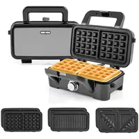 GOPLUS 3-in-1 Sandwichmaker, Waffeleisen, Kontaktgrill, 1200W Sandwichtoaster mit 5-Gang-Temperaturregelung, mit abnehmbaren Platten - Antihaftbeschichtung - elektrischer Panini Maker