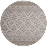 KADIMA DESIGN Teppich Kurzflor Rauten Wohnzimmer schmutzabweisend Beige Rund 160D | 100% Polypropylen, Rücken aus Polypropylen | pflegeleicht