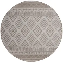 KADIMA DESIGN Teppich Kurzflor Rauten Wohnzimmer schmutzabweisend Beige Rund 160D | 100% Polypropylen, Rücken aus Polypropylen | pflegeleicht