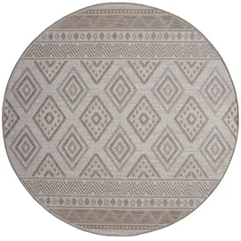 KADIMA DESIGN Teppich Kurzflor Rauten Wohnzimmer schmutzabweisend Beige Rund 160D | 100% Polypropylen, Rücken aus Polypropylen | pflegeleicht