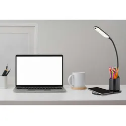 Tischlampe Schreibtisch Leuchte dimmbar Wireless Charger Flexo LED schwarz H45cm