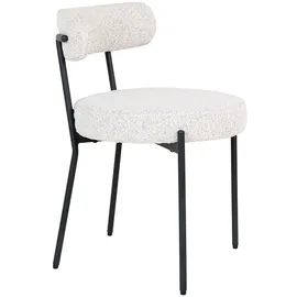 VCM ebuy24 Essgruppe Esstisch 100x210 cm Dunkelbraun und 6 Stühle Bouclé Weiß.