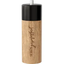 LA VIDA Pfeffermühle aus Holz, Keramik Mahlwerk, Mahlgrad einstellbar, Motiv Schön gepfeffert 4027268318544 LA VIDA