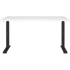 Germania DOWNEY höhenverstellbarer Schreibtisch weiß rechteckig, C-Fuß-Gestell schwarz 140,0 x 80,0 cm