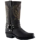 Grinders Herrenschleifer Weißkopfseeadler Braun Leder Schlüpfen Quadratischer Zeh Cowboy Westernstiefel 44 - 44 EU