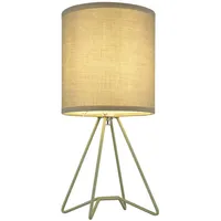GLOBO Tischleuchte Textilschirm Nachttischlampe blassgrün Beistellleuchte Modern, Metall, E14