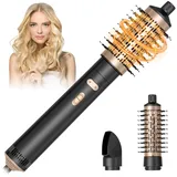 HyAdierTech Warmluftbürste Rotierend Set, 3 In 1 Airstyler Set mit Föhn,Warmluftbürste, Haartrockner Thermal Brush, Leistungsstarke Föhnbürste zum Trocknen, Glätten, Formen (schwarz)