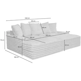 KAWOLA Big Sofa CADY Megacord cremeweiß - Grau