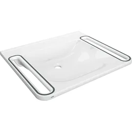 KWC AR Einzelwaschtisch, MEDCARE, MIRANIT, 650x150x550 mm, weiß/grau, Griff