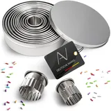 AVANA Edelstahl Ausstechformen 12 Stück rund gewellte Ringe Keksformen Cutter Set Speiseringe Keks Cookie Rund Plätzchen Ausstecher mit Aufbewahrungsbox