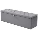 Flieks Polsterbank, Samt Bettbank Sitzbank mit Stauraum 138x41x42cm grau