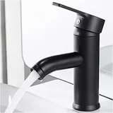 Beijiyi - Mattschwarzer Wasserhahn, Kupfer-Badezimmer-Waschbecken-Mischbatterie, mattierter Wasserhahn für heißes und kaltes Wasser, elegante