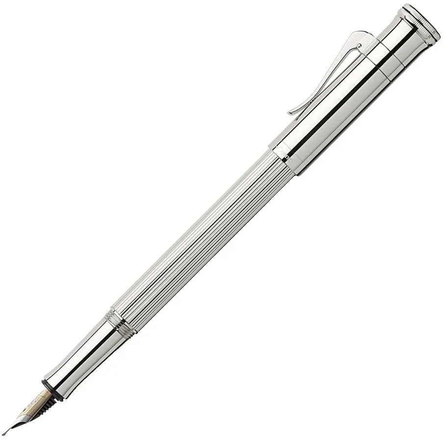 Graf Von Faber-Castell Füller Classic mit Gratis Gravur (OM, Sterling Silber) | Aus Sterling Silber - Patronenfüller - Goldfeder | SKU: 148574 | DHL