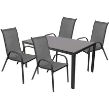 Mojawo Gartengarnitur Sitzgarnitur Stapelstühle Stapelsessel 5teilig 160x90cm Glastisch