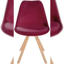 CLP 4er Set Stühle Sofia Samt bordeauxrot/natura (rund)